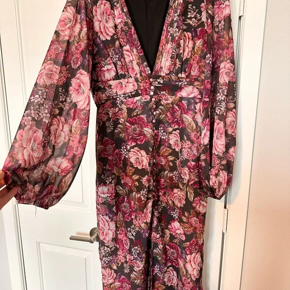 Showpo. | Dresses | Showpo Floral Maxi Dress Pink Purple Beautiful Deep V |  Poshmark